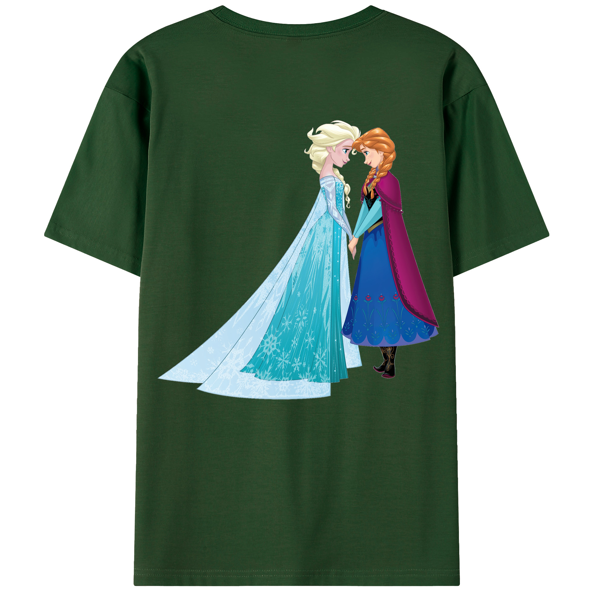 （画像用） アナと雪の女王 アンナ エルサ Frozen Anna Elsa 綿100％半袖Tシャツ（背面プリント）